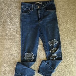 Distressed Blue Jeans